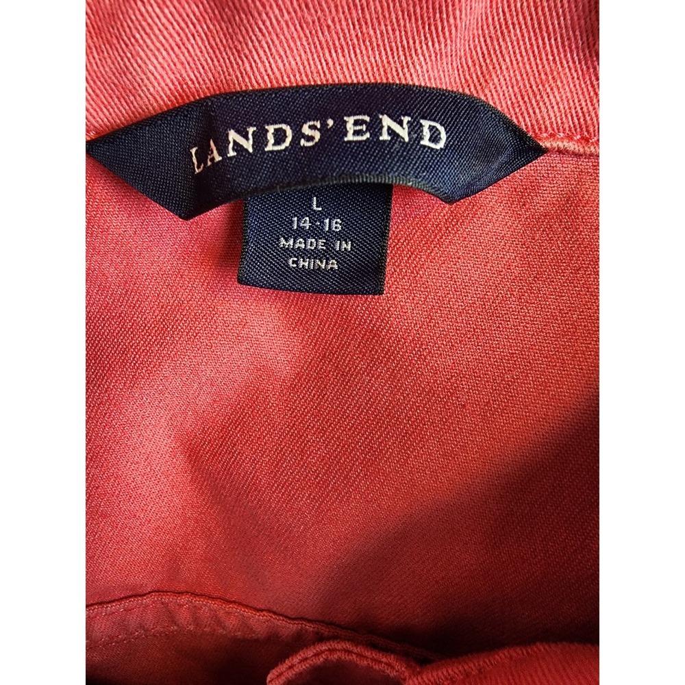 Lands End Womens Coral Denim Trucker Jacket Size L 14-16 100% Cotton Solid - Picture 3 of 5